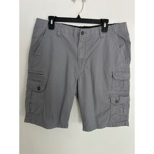 Iron Flex Mens Gray Cotton Blend Stretch Cargo Shorts Size 36 Utility Casual